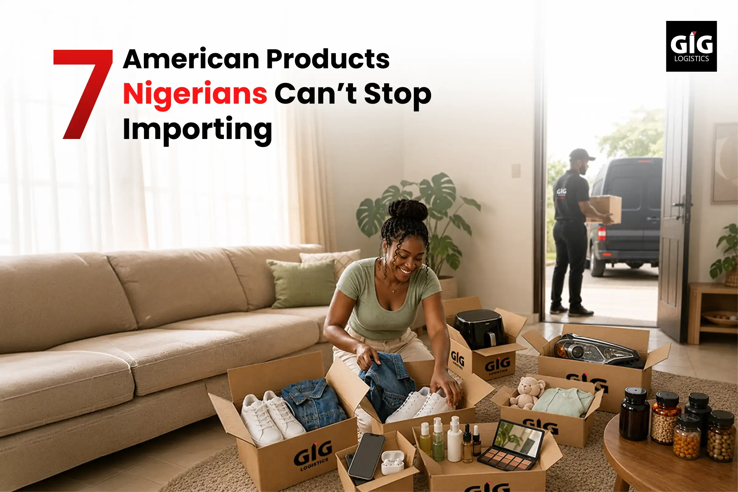 Popular American products imported from the USA to Nigeria including electronics, fashion, beauty products, and household goods