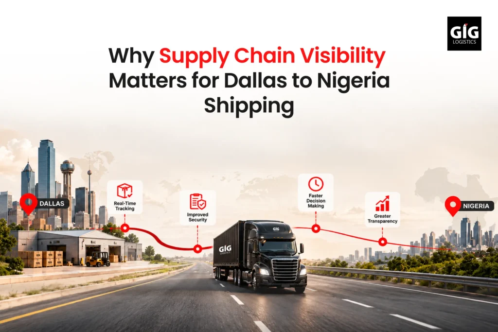 Supply chain visibility and real-time shipment tracking from Dallas to Nigeria by GIG Logistics